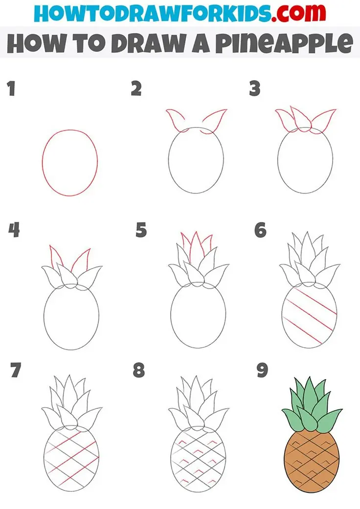 How to Draw a Pineapple Step by Step