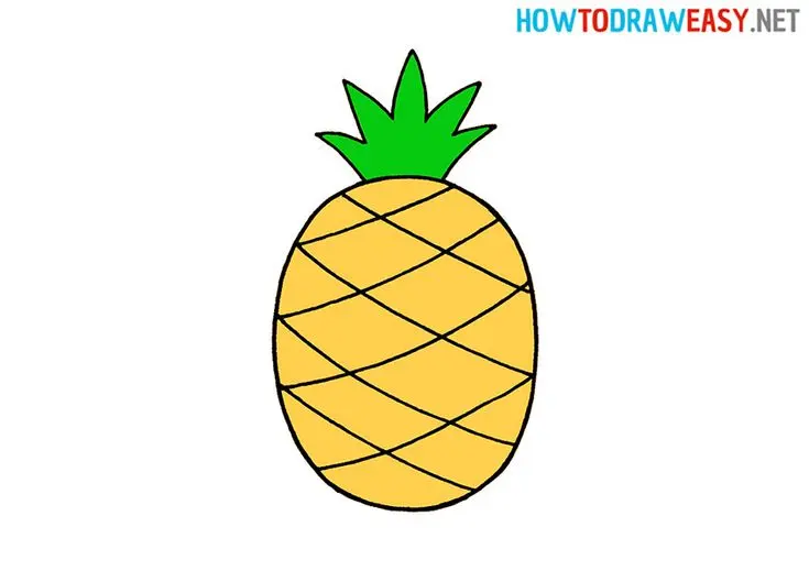 How to Draw a Pineapple for Kids