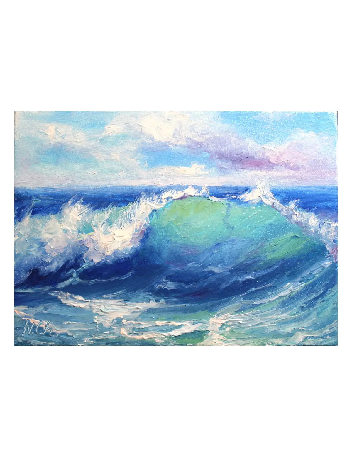 Ocean Oil Painting Wave Original Art Seascape Artwork (5x7 In)