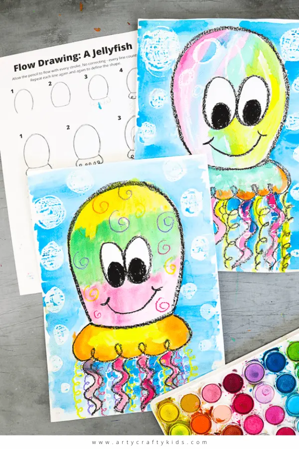 Flow Drawing for Kids: How to Draw a Jellyfish
