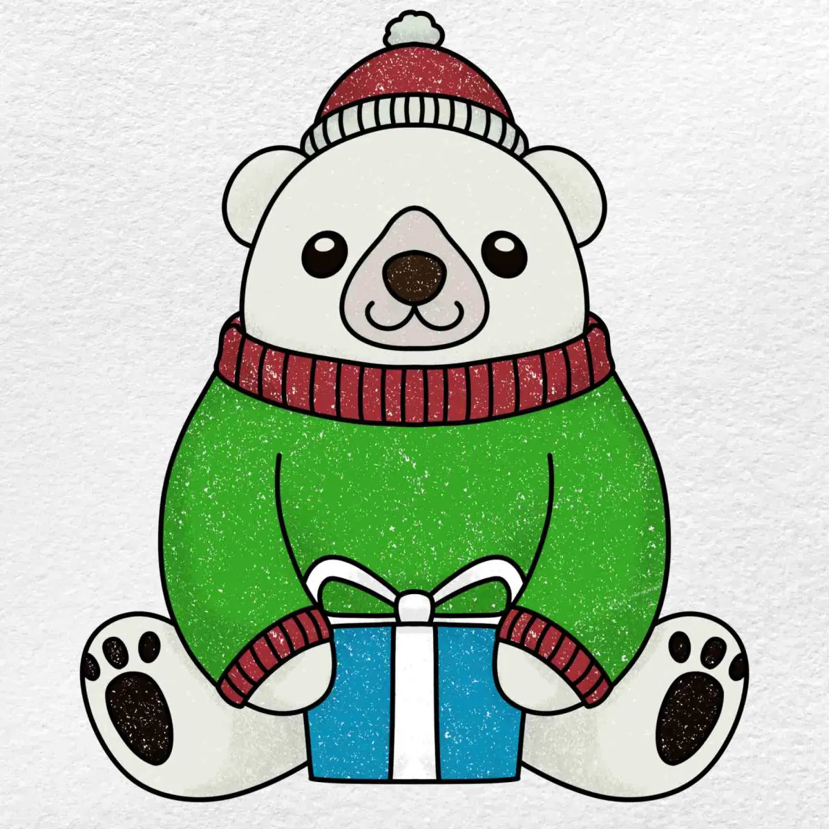 How to Draw a Christmas Polar Bear