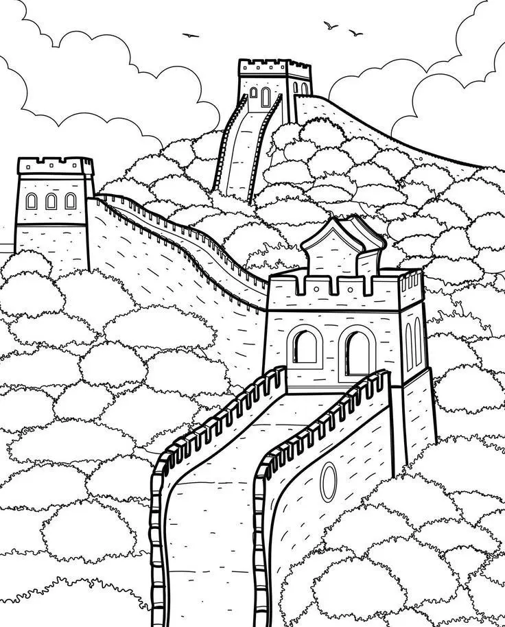 The Great Wall of China Linear Illustration