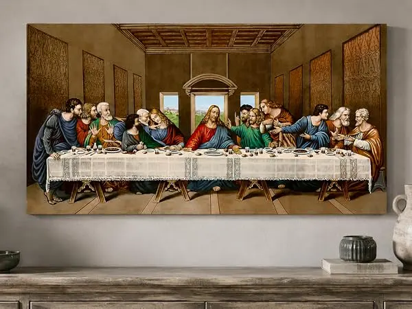 Last Supper Framed Size:18x30 inches, Size:12x24 inches,Gold Frame The World Classic Art Reproductions,Wall Ar