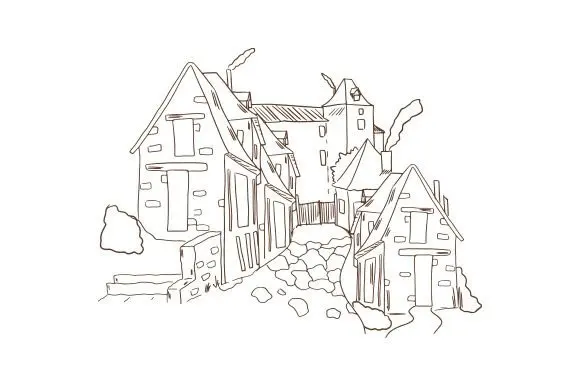 Medieval Village, Sketch SVG Cut file by Creative Fabrica Crafts