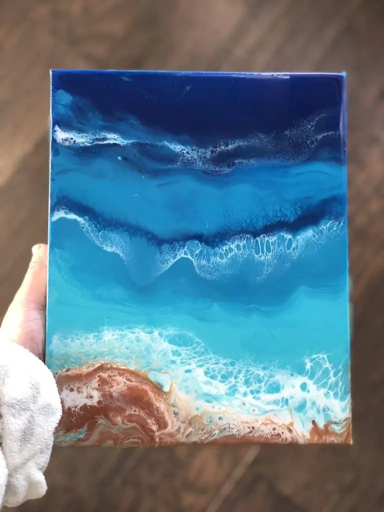 How to Use Resin in Acrylic Pouring to Paint Waves and Create Lacing